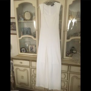 Lulus white lined square neckline wide leg jumpsuit size S